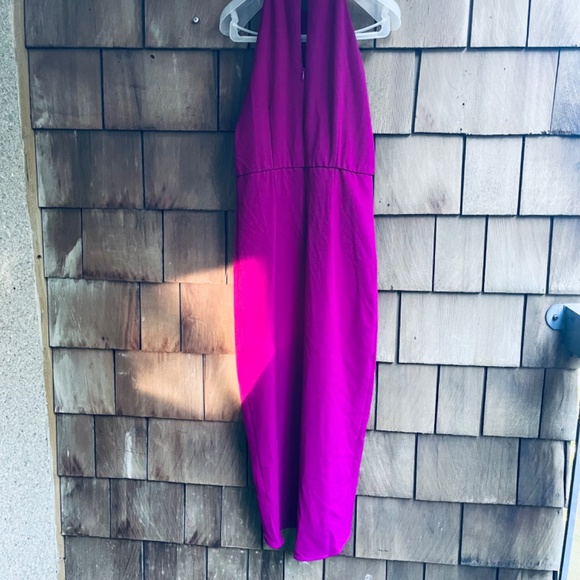 Julia Jordan Womens Knot-Neck Midi Tulip-Hem Halter Fuchsia Dress Size 8 - Picture 14 of 17
